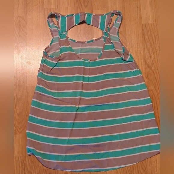 Splendid Tank Top Womens Small Open Back  Striped Green Gray - Picture 4 of 6